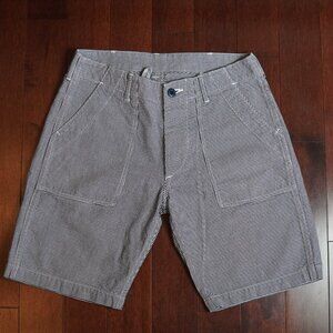 DANTON french made unisex Flat Front Micro-Check Shorts in Navy/White
